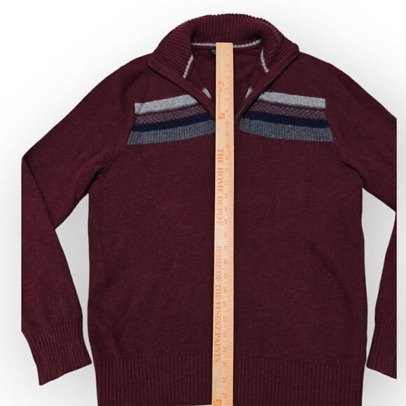 Banana Republic Italian Yarn Wool blend burgundy quarter zip sweater size M - Picture 4 of 6